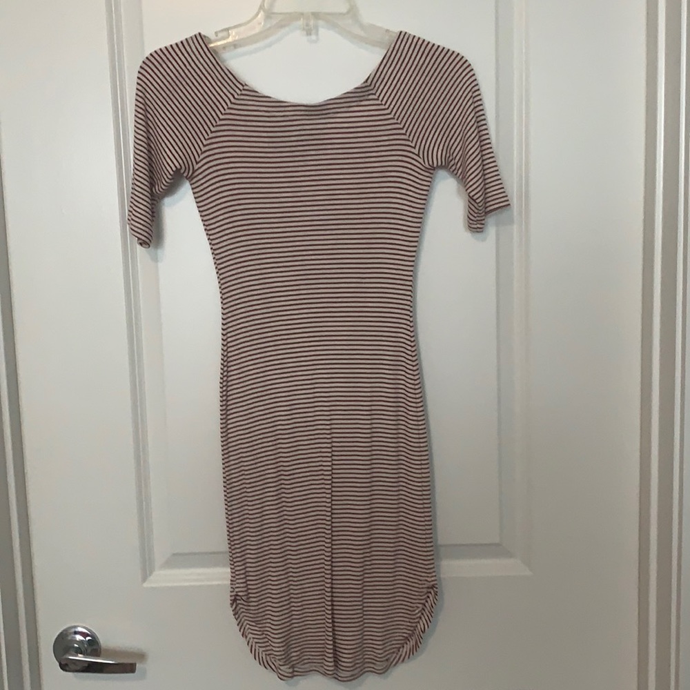 Striped Off the Shoulder Mini Tshirt Dress